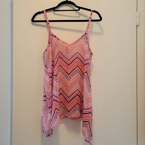 Sweet Pea sheer hot pink chevron top size M